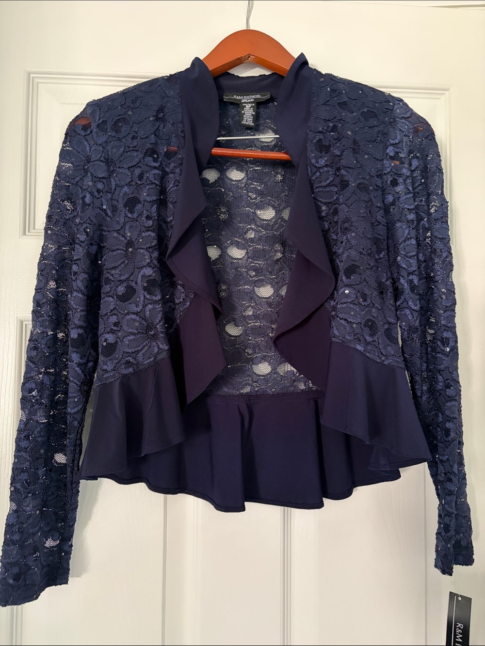 R&M Richards Navy Lace Jacket Dress Set - Picture 4 of 6